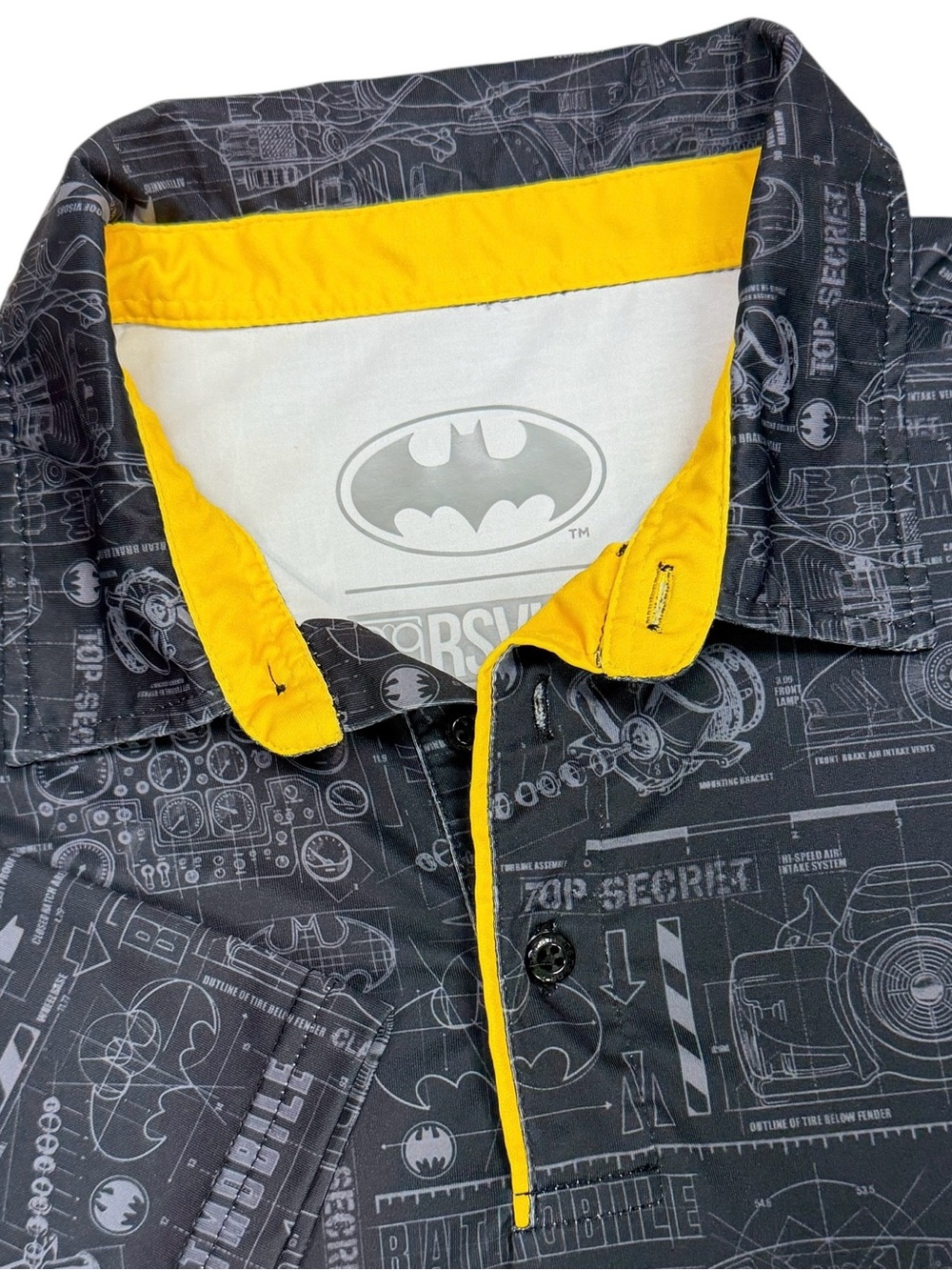 RSVLTS Bat Man Polo Shirt Mens Large Black Short Sleeve Comic Marvel Movie Comic